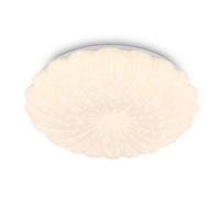 BRILONER - Plafonnier LED avec effet ciel étoilé, éclairage blanc chaud, bord ondulé décoratif, lustre salon, lustre cuisine, plafonnier LED salon, 38,5 x 8,5 cm, blanc