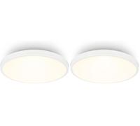 Briloner - Plafonnier LED avec panneau décoratif, lumière blanche chaude, 10W, 1200lm, salon, chambre, luminaire plafonnier, 24 x 6 cm, blanc (Lot de 2)