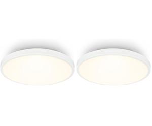 Briloner - Plafonnier LED avec panneau décoratif, lumière blanche chaude, 10W, 1200lm, salon, chambre, luminaire plafonnier, 24 x 6 cm, blanc (Lot de 2)
