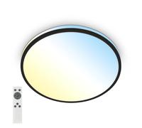 BRILONER - Plafonnier LED avec télécommande, blanc chaud à blanc froid, intensité lumineuse réglable en continu, lampe LED, lampe de salon, lampe de cuisine, éclairage de plafond, 33 x 6 cm, noir