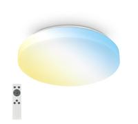 BRILONER - Plafonnier LED avec télécommande, blanc chaud à blanc froid, intensité lumineuse variable, lampe LED, lampe de salon, lampe de cuisine, éclairage de plafond, 49 x 6,5 cm, blanc