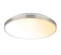 BRILONER - Plafonnier LED avec télécommande, intensité lumineuse variable, cache décoratif, blanc chaud à neutre, lustre salon, chambre, luminaire plafonnier, 38 x 6,5 cm, nickel mat
