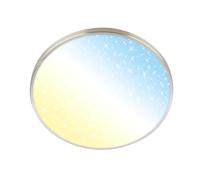 BRILONER - Plafonnier LED avec télécommande, intensité lumineuse variable, CCT, bandeau décoratif, ciel étoilé, salon, chambre, 38 x 6,5 cm, nickel mat