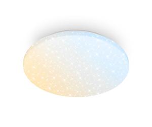 BRILONER - Plafonnier LED avec télécommande, intensité réglable CCT, effet ciel étoilé, 24 W 2600 lm très lumineux, lustre salon, chambre, luminaire cuisine, plafonnier LED salon, 34 x 6 cm, Blanc
