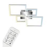 BRILONER - Plafonnier LED avec télécommande, pivotant, réglable du blanc chaud au blanc neutre, lampe LED, plafonnier LED, lampe de salon, lampe de chambre à coucher, 75x46,7x7,5 cm, chrome-aluminium