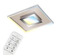 BRILONER - Plafonnier LED avec télécommande, réglable de blanc chaud à blanc froid, lumière centrale, lampe LED, plafonnier, lampe de salon, lampe de chambre, lampe de cuisine, 50x50x6 cm, nickel mat
