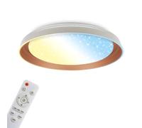 BRILONER - Plafonnier LED CCT avec effet étoilé, 24 W et 2600 lm, télécommande, CCT, intensité réglable, lustre salon, lustre cuisine, luminaire plafonnier, salon, 43 x 8 cm, gris chaud coffee