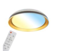 BRILONER - Plafonnier LED CCT avec télécommande, 24 W et 2600 lm, CCT, intensité réglable, lustre salon, lustre cuisine, luminaire plafonnier, salon, 43 x 8 cm, noir et or