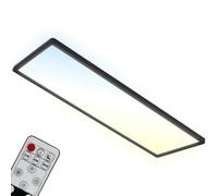 BRILONER - Plafonnier LED CCT, Luminaire Plafonnier rétroéclairé, Plafonnier Salon, Plafonnier Chambre, Variable, Télécommande, Blanc chaud, Blanc neutre, Blanc froid, 580x200x30mm (LxlxH), Noir