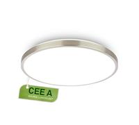 BRILONER - Plafonnier LED, classe énergétique A, 12,7W à 2900lm, lumière blanche neutre, décor aluminium, salon, chambre, 33x6 cm, nickel mat