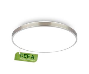 BRILONER - Plafonnier LED, CEE A source lumineuse, 17,1W à 3900lm, lumière blanche neutre, décor aluminium, lustre salon, chambre, luminaire plafonnier, cuisine, 38x6 cm, nickel mat