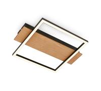 BRILONER - Plafonnier LED décor bois, couleur blanc chaud, 14W, 1400 lm, plafonnier, lampe, lampe de salon, lampe de chambre à coucher, lampe de cuisine, 34x26x6 cm, noir-bois