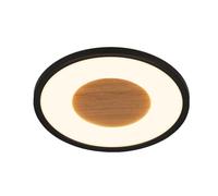 BRILONER - Plafonnier LED décor bois, lumière indirecte, blanc chaud 3.000K, lampe LED, plafonnier LED, lampe de salon, panneau LED, lampe de cuisine, éclairage plafonnier, 29x3 cm, noir