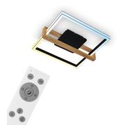 BRILONER - Plafonnier LED dimmable CCT, télécommande, veilleuse et minuterie, plafonnier LED, lampe LED, lampe de salon, lampe de chambre, lampe de cuisine avec bois