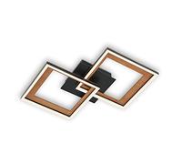 BRILONER - Plafonnier LED orientable, gradation progressive, cadre LED, contre-dépouille, noir-bois, 440x440x80 mm