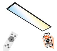 Briloner - Plafonnier LED intelligent, Plafonnier Wifi Ultra plat, CCT, Variable, Commande vocale, Noir, 1000x250x66mm