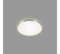 BRILONER - Plafonnier LED, lampe de plafond avec effet de rétro-éclairage, 12 watts, 1 200 lumens, 3 000 Kelvin, blanc/aluminium, Ø 28,5 cm