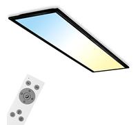 Briloner - Plafonnier LED, Luminaire Plafonnier à gradation, Lampe Led, contrôle de la température de couleur, télécommande incluse, 24 watts, 2 200 lumens, Blanc-Noir, 1000x250x60mm (Lxlxh)