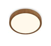 BRILONER -Plafonnier LED, plafonnier en bois, lumière blanche chaude, plafonnier apparent, aspect bois, Ø380x50 mm