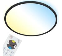 BRILONER - Plafonnier LED plat avec télécommande, éclairage indirect, réglable du blanc chaud au blanc froid, lampe LED, plafonnier LED, lampe de salon, panneau LED, lampe de cuisine, 42x2,9 cm, noir