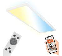 BRILONER - Plafonnier LED plat Smart Home, App- commande vocale, dimmable, CCT, lampe LED, plafonnier LED, lampe de salon, panneau LED, lampe de cuisine, lampe de chambre, 58x20x3cm, blanc