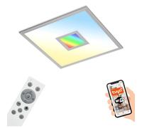 Briloner - Plafonnier LED plat Smart Home, fonctionne avec Alexa, lumière colorée RGB+W, lampe LED, lampe de salon, panneau LED, lampe de chambre à coucher, 44,5x44,5x6 cm, couleur argentée