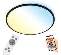 BRILONER - Plafonnier LED plat Smart Home, fonctionne avec Alexa, télécommande, lampe, plafonnier, lampe de salon, panneau LED, lampe de chambre, 33,3x6,2 cm, noir