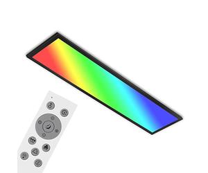 BRILONER Plafonnier LED RGB, plafonnier LED CCT, ultra plat, variateur, changement de couleur, télécommande, blanc chaud, blanc neutre, blanc froid, 1000x250x66 mm (LxlxH), 7054-015, Noir