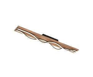 BRILONER - Plafonnier LED vintage en forme de vague, lumière blanc chaud, socle en bois, plafonnier LED, lampe, lampe de salon, lampe de chambre, lampe de cuisine, plafonnier, 98 cm, bois noir