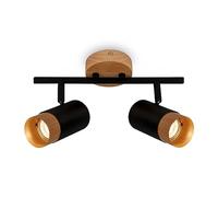 BRILONER - Plafonnier Orientable en Bois, Lampe de Salon, Chambre et Cuisine, Noir-Bois
