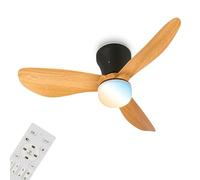 BRILONER - Plafonnier ventilateur de plafond LED avec éclairage, télécommande, moteur DC silencieux à 3 vitesses, CCT et intensité réglable, pales amovibles, plafonnier ventilateur, 78 cm, noir bois