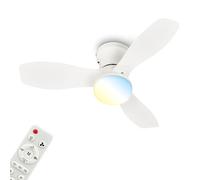 BRILONER - Plafonnier ventilateur de plafond LED avec éclairage, télécommande, moteur DC silencieux à 3 vitesses, CCT et intensité réglable, pales amovibles, plafonnier ventilateur, 60 cm, blanc