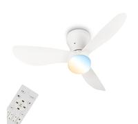 BRILONER - Plafonnier ventilateur de plafond LED avec éclairage, télécommande, moteur DC silencieux à 3 vitesses, CCT et intensité réglable, pales amovibles, plafonnier ventilateur, 78 cm, blanc