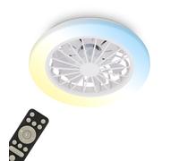 BRILONER - Plafonnier ventilateur de plafond LED avec éclairage, télécommande, moteur DC silencieux à 5 vitesses, CCT et intensité réglable, plafonnier LED ventilateur, salon, 38 cm, blanc