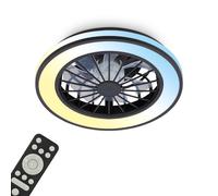 BRILONER - Plafonnier ventilateur de plafond LED avec éclairage, télécommande, moteur DC silencieux à 5 vitesses, CCT et intensité réglable, plafonnier LED ventilateur, salon, 38 cm, noir