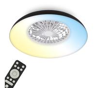 BRILONER - Plafonnier ventilateur de plafond LED avec éclairage, télécommande, moteur DC silencieux à 5 vitesses, CCT et intensité réglable, plafonnier LED ventilateur, salon, 60 cm, noir