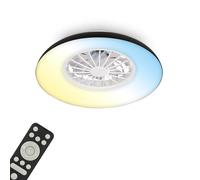 BRILONER - Plafonnier ventilateur de plafond LED avec éclairage, télécommande, moteur DC silencieux à 5 vitesses, CCT et intensité réglable, plafonnier LED ventilateur, salon, 48,5 cm, Noir