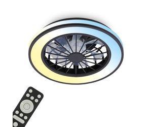 BRILONER - Plafonnier ventilateur de plafond LED avec éclairage, télécommande, moteur DC silencieux à 5 vitesses, CCT et intensité réglable, plafonnier LED ventilateur, salon, 38 cm, noir