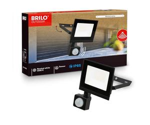 BRILONER - Projecteur LED extérieur avec détecteur de mouvement, lumière blanc neutre, 20W 1800lm, IP65 protection poussière et eau, éclairage extérieur pour jardin, garage, façade, 11x17x4 cm, Noir