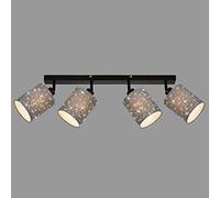 BRILONER - Projecteur, Plafonnier avec effet étoilé, Luminaire de plafond, Têtes de projecteur orientables et pivotantes, 4x E27, max. 25 Watts chacun, Gris-Noir, 650x130x155 mm (max. 259 mm) (LxlxH)