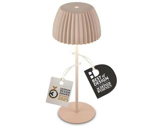 BRILONER - Riffle Lampe de table LED sans fil IP44 avec bord lumineux, variateur tactile, batterie remplaçable, lampe de chevet sans fil, German Design Award Winner 2025, 14,5x36,5 cm, beige