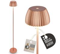 BRILONER - Riffle LED Lampadaire sans fil IP44 avec avec contrôle tactile, 19x124 cm, dimmable, fonction mémoire, lampadaire sur pied salon rechargeable, German Design Award Winner, cuivre
