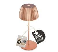 BRILONER - Riffle Mini lampe de table LED sans fil IP44 avec bord lumineux, 8,5 x 20 cm, variateur tactile, batterie remplaçable, lampe chevet, German Design Award Winner 2025, couleur cuivre