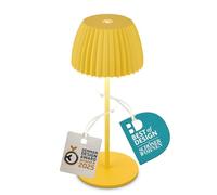 BRILONER - Riffle Mini lampe de table LED sans fil IP44 avec bord lumineux, 8,5 x 20 cm, variateur tactile, batterie remplaçable, lampe de chevet sans fil, German Design Award Winner 2025, jaune