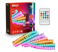 Briloner - Ruban LED COB 5m Télécommande Dimmable RGBIC Blanc Chaud Blanc | Autocollant Découpable Mémoire Capteur Musique Bande LED Chambre Gaming Décoration Ruban Lumineux