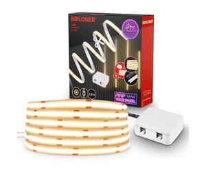 BRILONER - Ruban LED COB Pimp Your Panel kit de démarrage, 3000 K blanc chaud, interrupteur sur câble, découpable, autocollant, éclairage LED pour panneaux acoustiques, décoration intérieure, 2,6 m