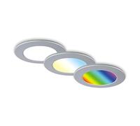 BRILONER - Set de 3 lampes LED encastrées au plafond, lampes encastrées RGB CCT, spots LED encastrés salle de bain, spots encastrés salle de bain IP65, chrome mat, 92x45 (DxH)