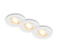 BRILONER - Set de 3 spots LED encastrables 230V plats, orientables, lumière blanche chaude, spot encastrable, spots plafond, extra plat, 8x2,2 cm, blanc