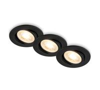BRILONER - Set de 3 spots LED encastrables 230V plats, orientables, lumière blanche chaude, spot encastrable, spots plafond, extra plat, 8x2,2 cm, noir