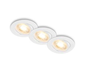 BRILONER - Set de 3 spots LED encastrables 230V plats, orientables, lumière blanche chaude, spot encastrable, spots plafond, extra plat, 8x2,2 cm, blanc